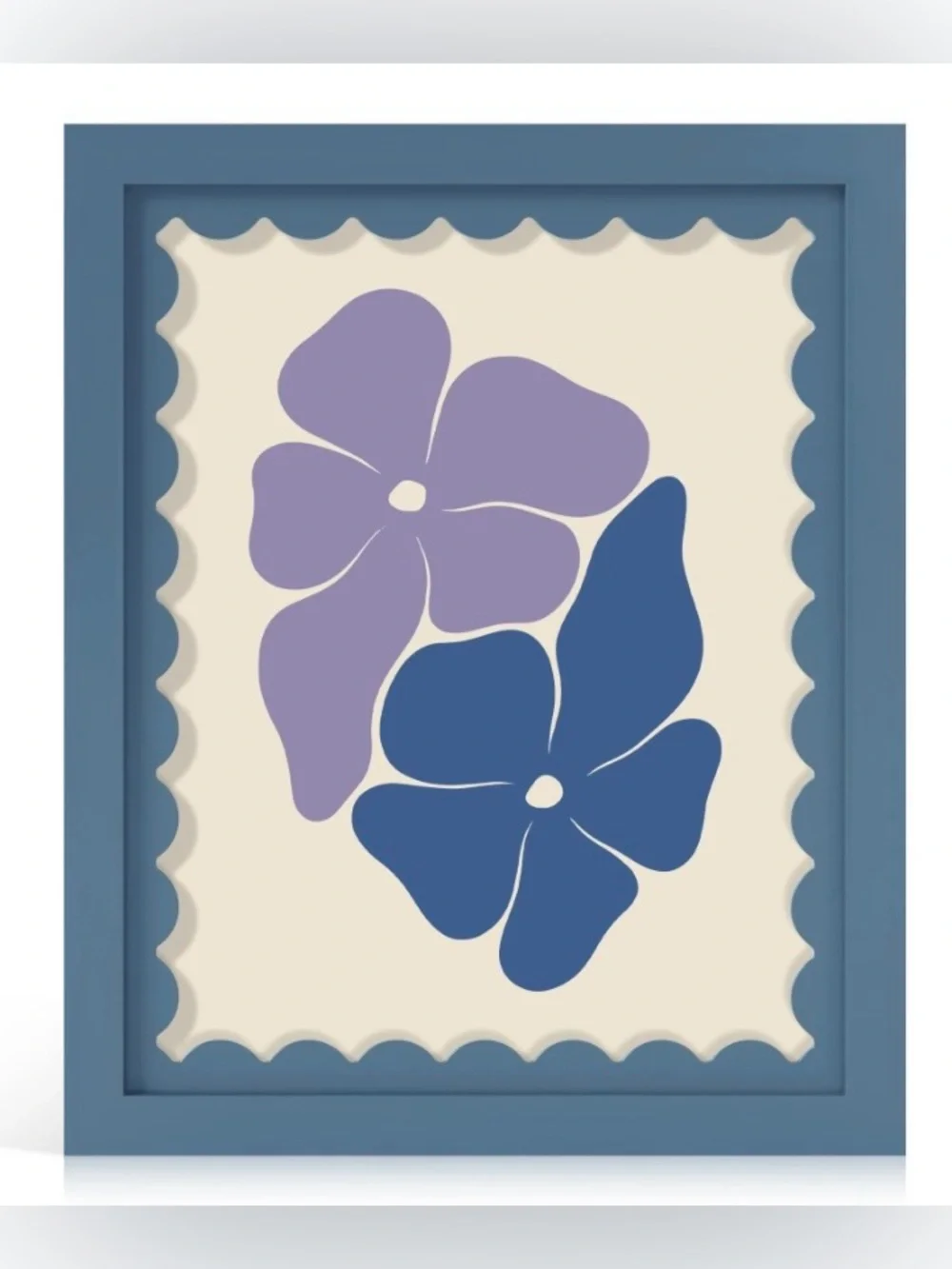 Picture Frame MDF Wood Real Glass Wavy Cardstock Mat 8x10” BLUE